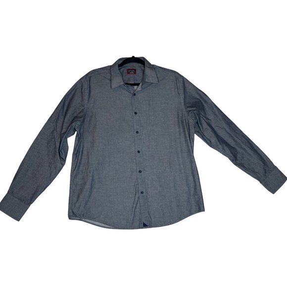 Untuckit Mens Long Sleeve Solid Blue Button Up Size‎ Large 100% Cotton - Picture 3 of 6